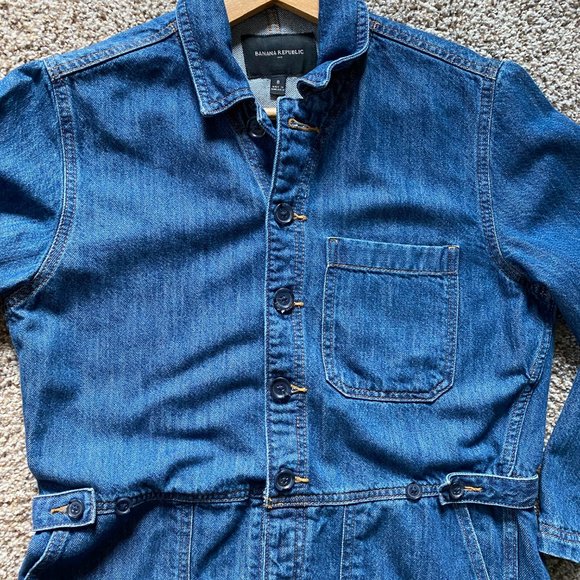 NEW! BANANA REPUBLIC Denim Jumpsuit/Coveralls Sz 8 - Picture 4 of 6